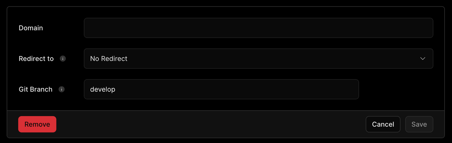 Domain 설정 화면