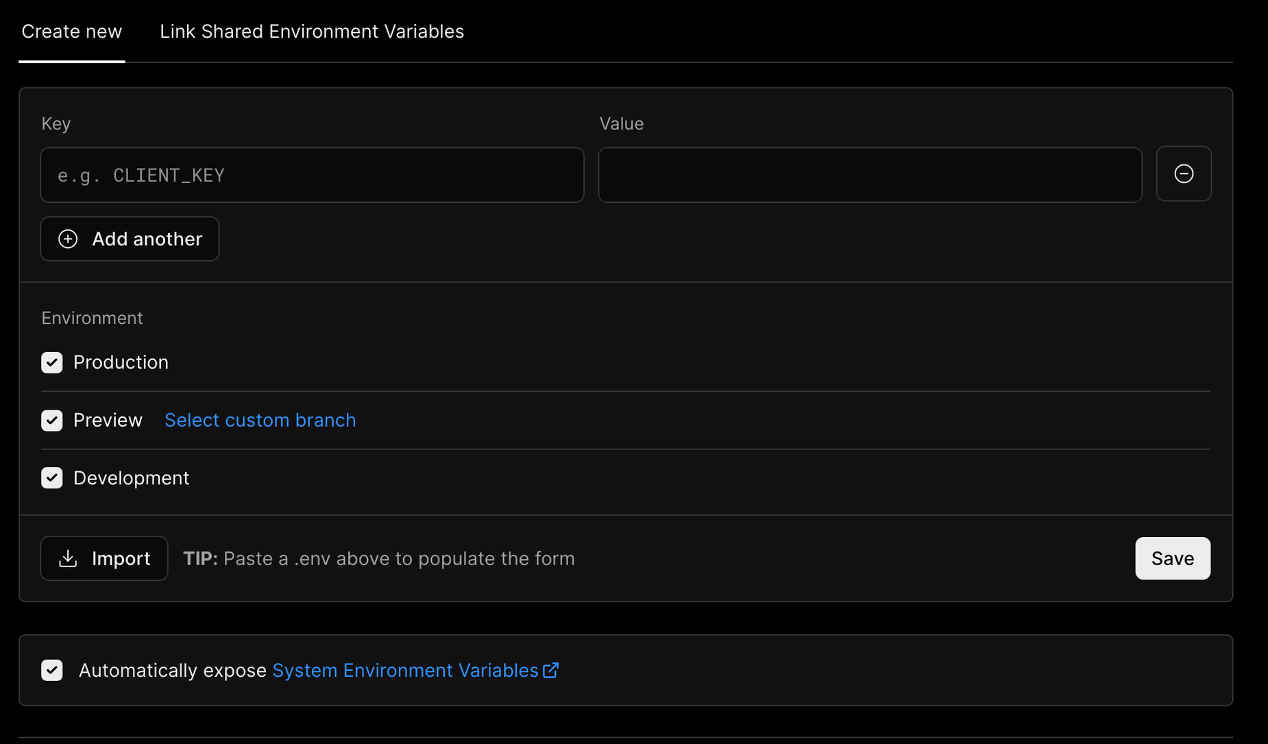 환경 변수 설정 화면